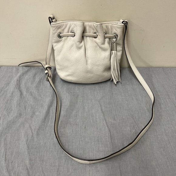 Michael Kors Handbags - Michael Kors Off-White Soft Pebbled Leather Crossbody Purse W/Tassel FS Charity